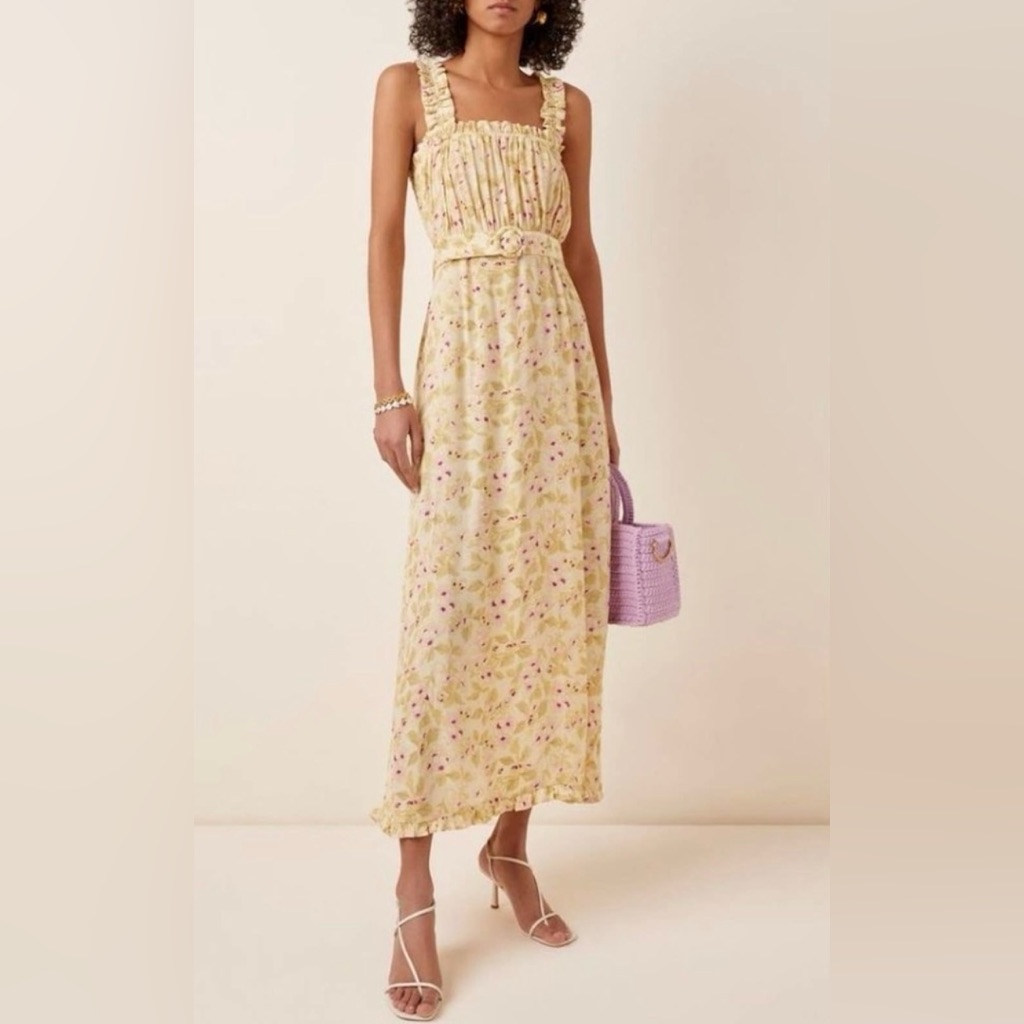 Nwt Faithfull The Brand Saint Tropez Midi Dress Adele Floral Print Sz 2 Xs